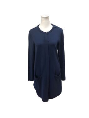J Jill Sz S wool blend sweater dress. Button front patch pockets navy blue